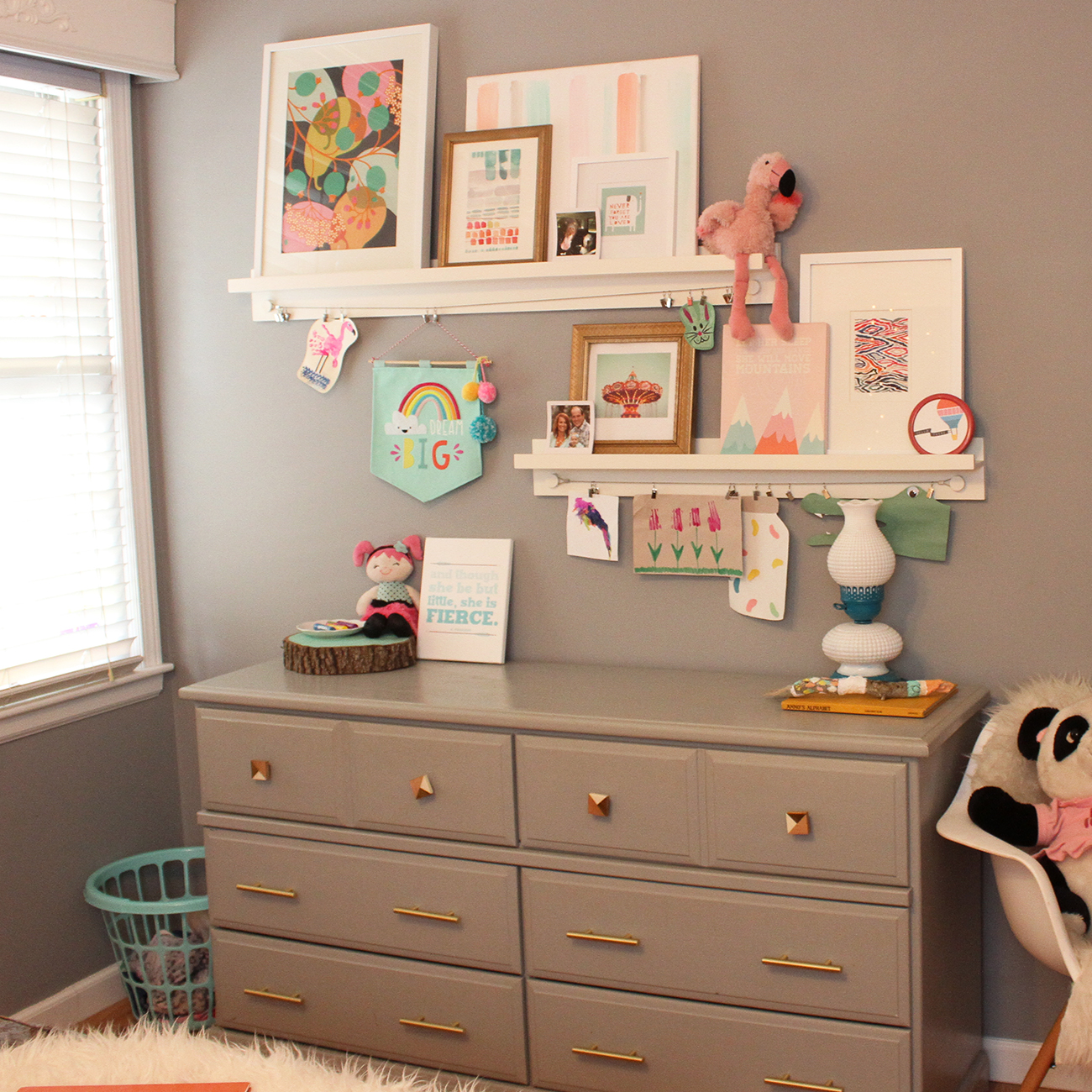 @ohsolovely_blog's cover photo for 'Bedroom Update Minted Art Shelves - Home Tour'